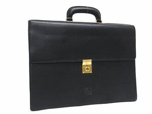 1円 ■美品■ LOEWE ロエベ アナグラム レザー ハンドバッグ ビジネスバッグ ブリーフケース 書類かばん メンズ ブラック系 FB1796