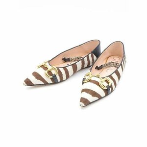 GUCCI グッチ 20AW BALLET FLAT W HORSEBIT アニマル柄ホースビットフラットシューズ ホワイト×ブラウン 35.5 ITFXYK5SX51A