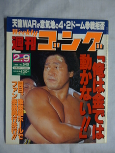 週刊ゴング■1995年 2/9 No.549 平成7年■ピンナップポスター/長谷川咲恵,天龍WARが意気地の4.2ドーム参戦拒否,俺は金では動かない!!