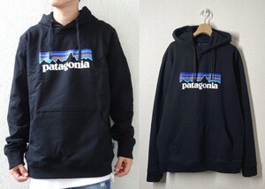 古着 Patagonia フィッツロイ BIG ロゴ スウェット パーカー 黒 XL 古着 パタゴニア パーカー スウェット ブラック 19s