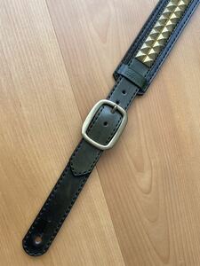 [送料込] WIZARD leather strap black / studs ウィザード 本革製ストラップ 黒革/角鋲