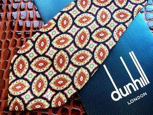 ♪今週の特売980円～♪0234♪状態並品【dunhill】ダンヒル【花 装飾 ロゴ入 柄】ネクタイ♪