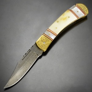 Rite EDGE 折りたたみナイフ Mother of Pearl & Bone Handle ダマスカス HM-0003