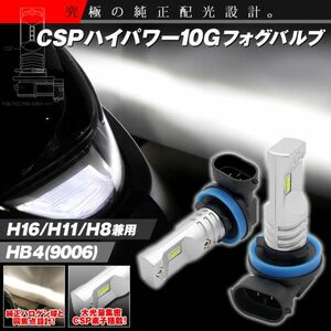 H11 CSPハイパワー10G CSP素子搭載 LEDフォグ バルブ 左右セット 6500K 消費電力/8W 無極性 12V専用 H16/H11/H8兼用