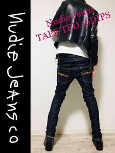 正規 Nudie Jeans TAPE TED 16DIPS cotton99% ELASTANE1% 32x32 stretch taper skinny fit テープテッド インディゴ ストレッチデニム★