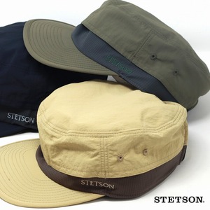 [ LL(約59.5cm) ] 撥水 ワークキャップ アウトドア STETSON タスランリップ生地 パッカブル ナイロン キャップ カーキ 