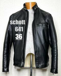 ⑨schott 641【36】ライナー付 米国製シングルライダース◇牛革ジャン ハーレーgpz