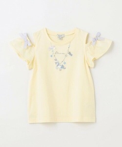 any FAM KIDS◆新品 刺繍 オン・オフショルダー Tシャツ クリーム系 半袖 オンワード樫山◆size110