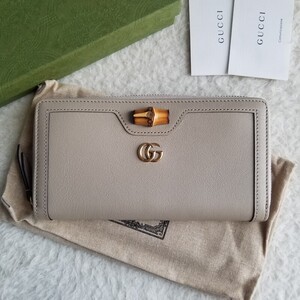 新品 GUCCI グッチ ダイアナ バンブー ラウンドファスナー ウォレット 長財布 ベージュ 658634 17Q0T 9511 国内完売 入手困難