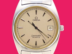 ■♪価格高騰!資産価値！稼働電池新品メンズビンテージ高級超レア！ OMEGA オメガ Seamaster シーマスターデート クオーツ フルオリジナル