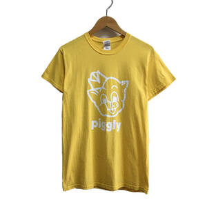 【期間限定SALE】USA 古着 半袖 Tシャツ Piggly ブタ アニマル プリント メンズS 黄色 イエロー 古着卸 激安 BA0943