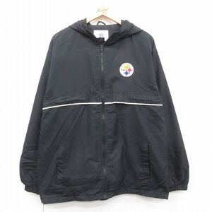 XL/古着 長袖 ジャケット パーカー メンズ NFL ピッツバーグスティーラーズ 大きいサイズ 黒 ブラック アメフト スーパーボウル 25jan09 中