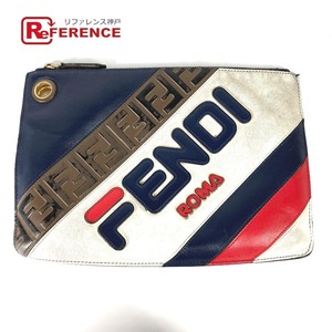 FENDI フェンディ 8BS021 FILA フィラ コラボ ロゴ カバン ポーチ クラッチバッグ ホワイト メンズ【中古】