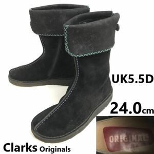 クラークス/Clarks Originals★クレープソール/スエードレザー/サイドジップ/デザートブーツ【レディース/UK5.5D/24.0/黒】shoes◆sWB96-34