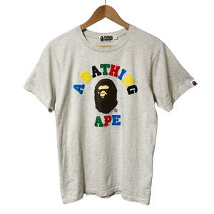 A BATHING APE アベイシングエイプ Tシャツ ロゴ 両面プリント S グレー 霜降り 半袖 A17