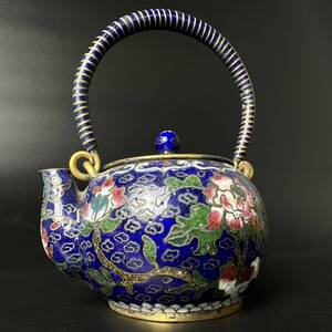 コレクター買取品　中国美術　七宝焼　花卉図　煎茶道具　急須　茶器　時代物　骨董品　古美術