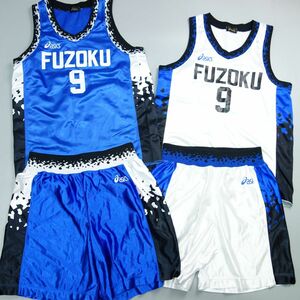 4点 FUZOKU 中学 高校 付属女子バスケットボール ユニフォーム ハーフパンツ 上下 セットアップ L O レディース 実使用