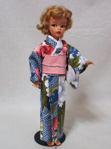 Doll Dressing*ハンドメイド タミーちゃんサイズ浴衣セット人形/アウトフィット/花柄/帯/青/水玉/着物/和装/ドール服/昭和レトロ/tammy洋服