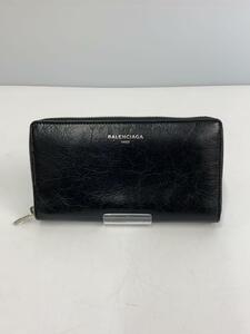 BALENCIAGA◆長財布/レザー/BLK/無地/メンズ/519641