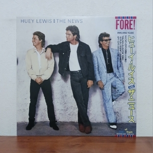 帯付LP/ ヒューイ・ルイス＆ザ・ニュース☆HUEY LEWIS AND THE NEWS「FORE!」バック・ステージ・パス・ステッカー付 / パワー・オブ・ラヴ