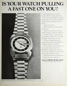 稀少・時計広告！1972年ブローバ 時計広告/Bulova Accutron Date & Day Watch/W
