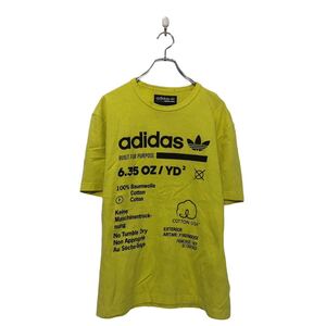 adidas 半袖 ロゴ Tシャツ アディダス S イエロー ブラック プリント クルーネック 古着卸 アメリカ仕入 a604-6132