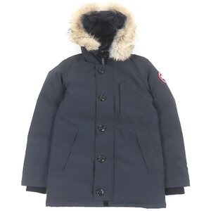 美品□CANADA GOOSE カナダグース 3438JM JASPER ジャスパー ロゴワッペン フーデッド ダウンジャケット ネイビー XS カナダ製 正規品