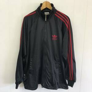 vintage adidas トラックジャケット ブラック レッド Lサイズ アディダス ビンテージ　80s 90s ジャージ トラックトップ 