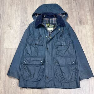 【ターコイズネイビー】C36 Vintage Barbour BEDALE ビンテージ バブアー ビデイル フード付属 4ポケット 2クレスト