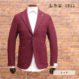 1円/秋冬/L.B.M.1911/50サイズ/楽ちん ジャケット Dandy Jacket ウール混ドビー ニット伸縮 イタリア製 新品/赤/レッド/jd581/