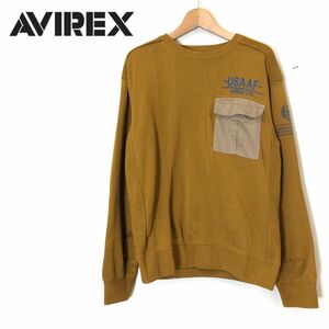 1K2434-F◆ AVIREX アヴィレックス USA AF ニット セーター エルボーパッチ ミリタリー ◆ sizeM アクリル ブラウン系 古着 メンズ 秋冬