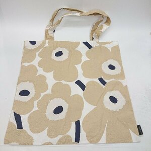 ◇ marimekko マリメッコ 総柄 トートバッグ ベージュ ホワイト レディース E