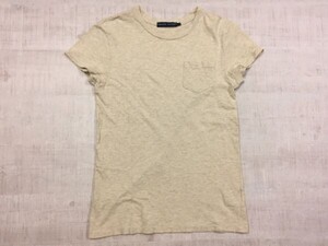 ラルフローレン Ralph Lauren レトロ トラッド ミニマル クルーネック コンパクト 半袖ピチTシャツ レディース M ベージュ