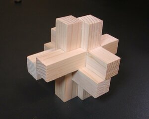 【現代アート】6本組木(段差型) 難易度3 組木パズル 極美品 新品未使用 組木細工