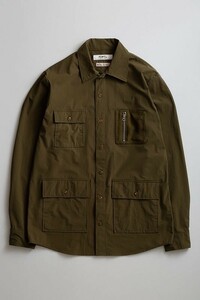 新品　送料無料　FDMTL ファンダメンタル　ストレッチ ユーティリティ シャツ　KHAKI　2　メンズ　シャツジャケット