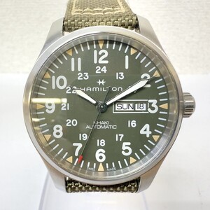 H963-K22-6914 HAMILTON ハミルトン KHAKI カーキ H705350 デイデイト 裏スケ メンズ 腕時計 自動巻き 稼働 箱付き