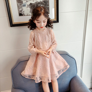 ☆ ピンク ☆ 110cm ☆ 子供 ワンピース レース 春夏秋 kdress6059 ワンピース こども 女の子 長袖 ミニワンピース レース 裾フリル