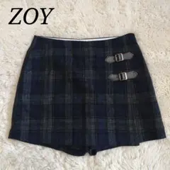 【美品】ゾーイ ZOY キュロット ベルト チェック ゴルフウェア