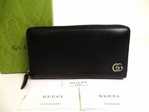 【未使用保管品】 グッチ GUCCI GG マーモント レザー ラウンドファスナー長財布 ジップアラウンドウォレット メンズ レディース