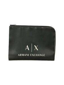 ARMANI EXCHANGE◆セカンドバッグ/クラッチバッグ/レザー/ブラック//