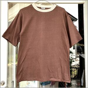 ★ELY　70s 80s　ビンテージ　Tシャツ　size L　無地　茶色★検 古着 ワーク アメリカ アメカジ