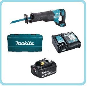 マキタ 18V 充電式レシプロソー JR187DZ 本体+6.0Ahバッテリ(BL1860B)1本+充電器(DC18RF)+ケース 【JR187DRGX (バッテリー1本仕様)】●