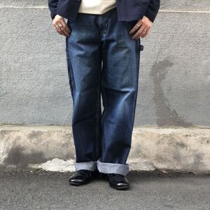 Lサイズ/Leeリー/DUNGAREES ペインターパンツ/インディゴデニム/ジーンズ/ゆったりシルエット/ビンテージ加工/ダンガリー地