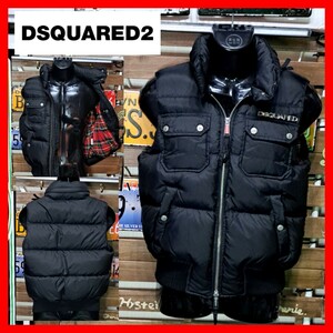 激レア　Dsquared2　ディースクエアード　メタルロゴ　プレート　ダウンベスト　46 チェック　ここのえ