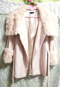 桜ピンクラビットファーロングコート羽織外套 Sakura pink rabbit fur long coat