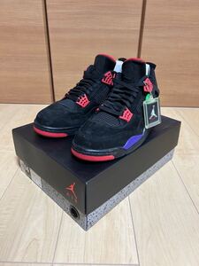 AIR JORDAN 4 RETRO RAPTORS/ナイキ エアジョーダン 4 レトロ NRG ラプターズ ブラック/コートパープル新品未使用サイズUS14/JP32cm