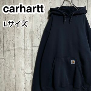 ☆送料無料☆ carhartt カーハート スウェットパーカー L ネイビー ビッグサイズ ビッグシルエット 22-197