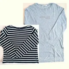 Ray Cassin グレー ロングTシャツとUNIQLO ボーダーカットソー