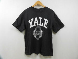 H&M エイチ＆エム YALE ロゴプリント 半袖 Tシャツ 丸首 トップス ブラック 黒 エイチアンドエム