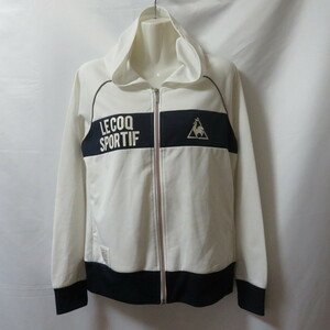 古着 レディースL le coq sportif/ルコックスポルティフ トラックジャケット ジャージ ジップ フード ホワイト/ネイビー QL-555153